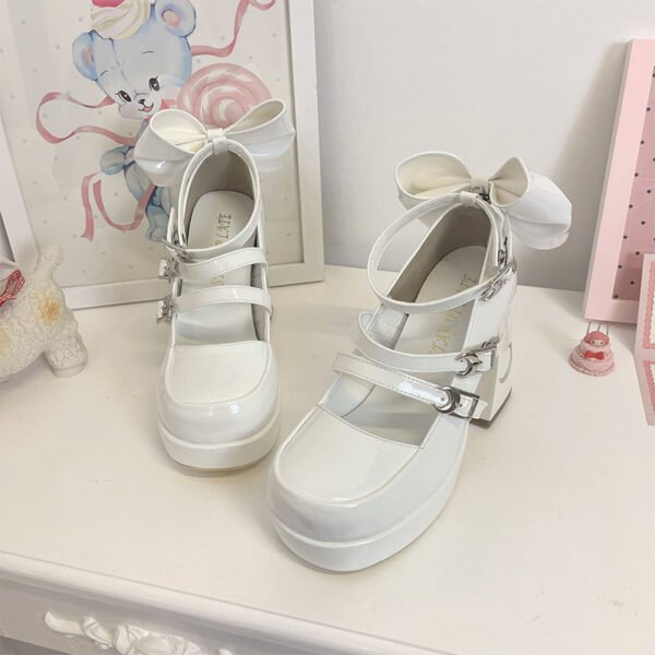 Square Toe Hollow Slip-On Flats with Buckle - Image 4