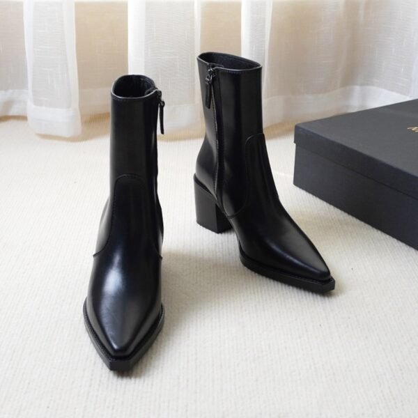 Women’s Genuine Leather Chunky Heel Martin Boots – Autumn & Winter Ankle Style - Image 6
