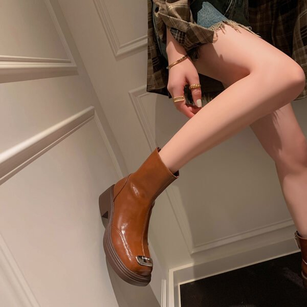 Women’s Vintage Chunky Heel Boots – Square Toe Retro Ankle Style - Image 10