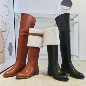 Convertible Wool-Lapel High Boots