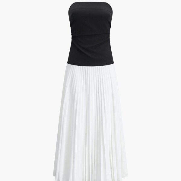 Elegant Slim-Fit Tube Top Long Dress – Waist-Defining - Image 2