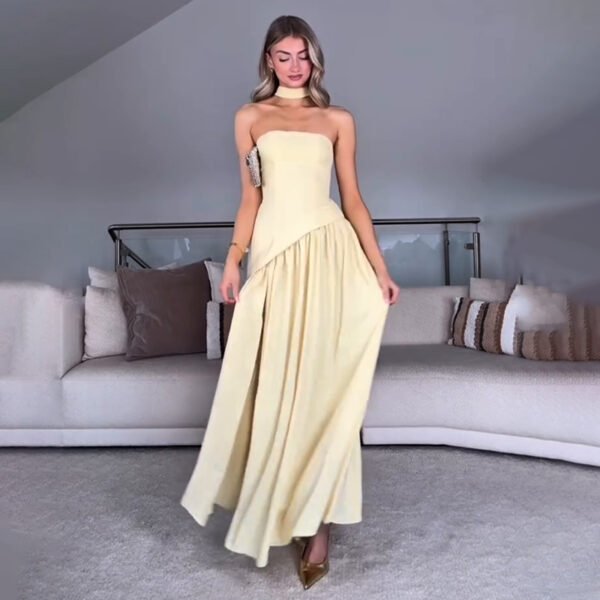 Women’s Backless Tube Top Dress – Solid Color Summer Style - Image 3