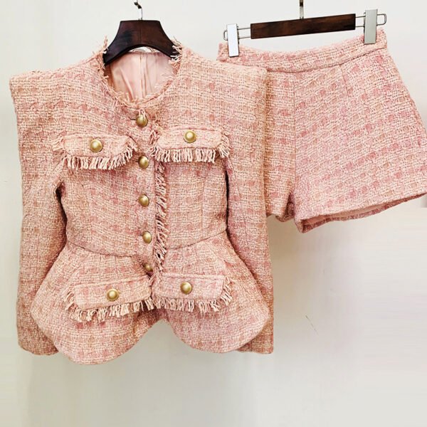 Women’s White Floral Jacket & Shorts Set – Autumn/Winter Chic - Image 3