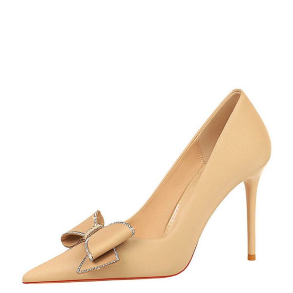 Rhinestone Bow Pointed Stiletto Heels - Image 7
