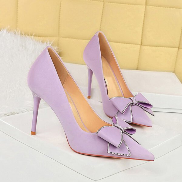 Rhinestone Bow Pointed Stiletto Heels - Image 3