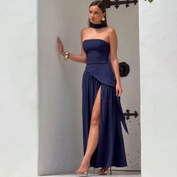Women’s Backless Tube Top Dress – Solid Color Summer Style - Image 2