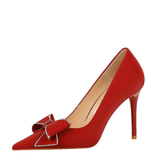 Rhinestone Bow Pointed Stiletto Heels - Image 6
