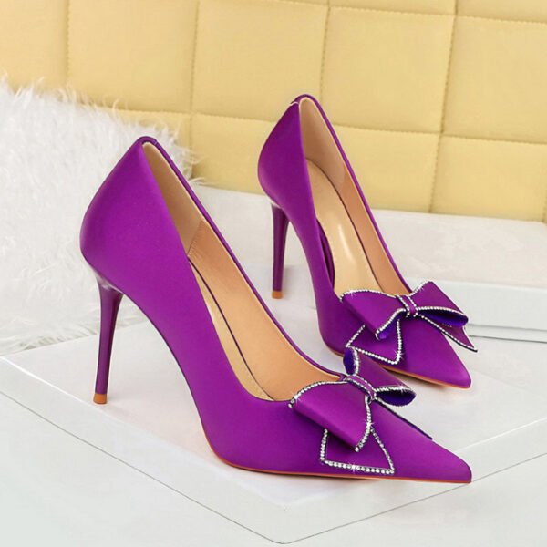 Rhinestone Bow Pointed Stiletto Heels - Image 8