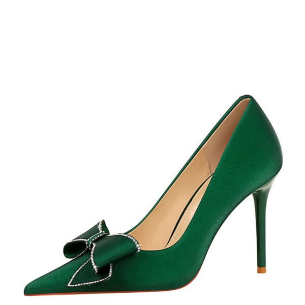 Rhinestone Bow Pointed Stiletto Heels - Image 10