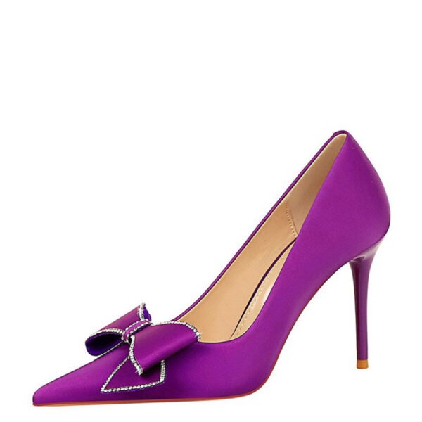 Rhinestone Bow Pointed Stiletto Heels - Image 9