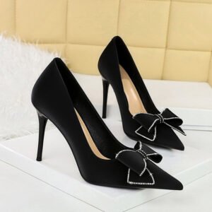 Rhinestone Bow Pointed Stiletto Heels