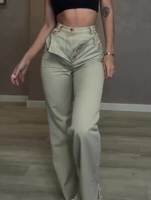 High-Waist Double-Waistband Jeans for Women