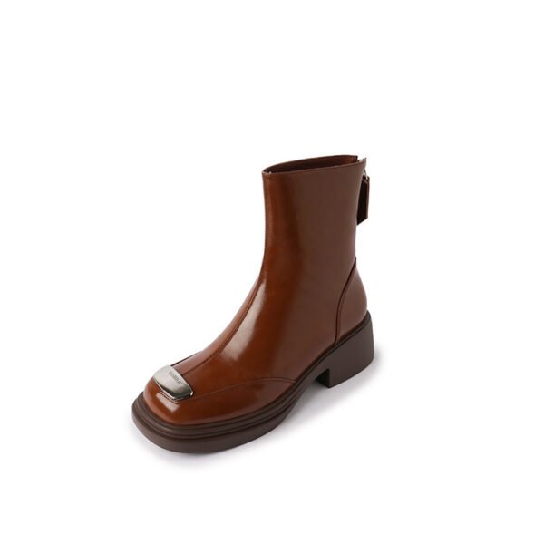 Women’s Vintage Chunky Heel Boots – Square Toe Retro Ankle Style - Image 2