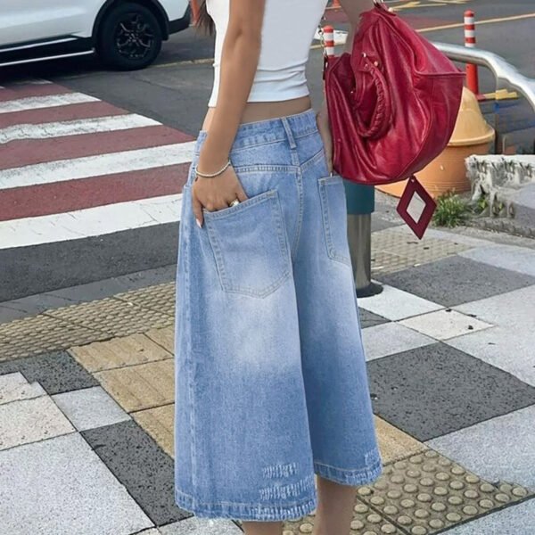Women’s Multi-Button Denim Shorts - High-Waist Denim Shorts - Image 4
