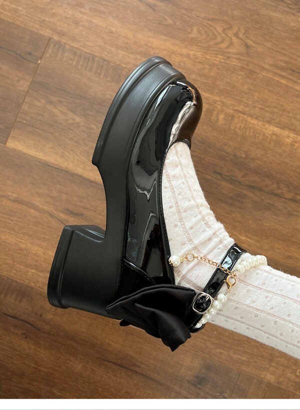 Sweet French Mary Jane Shoes – Chunky Heels with Shallow Cut for Women - Image 5