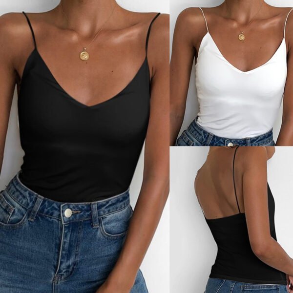 Satin Women Thin Wild Solid Camis Vest Women Tank Tops - Image 2