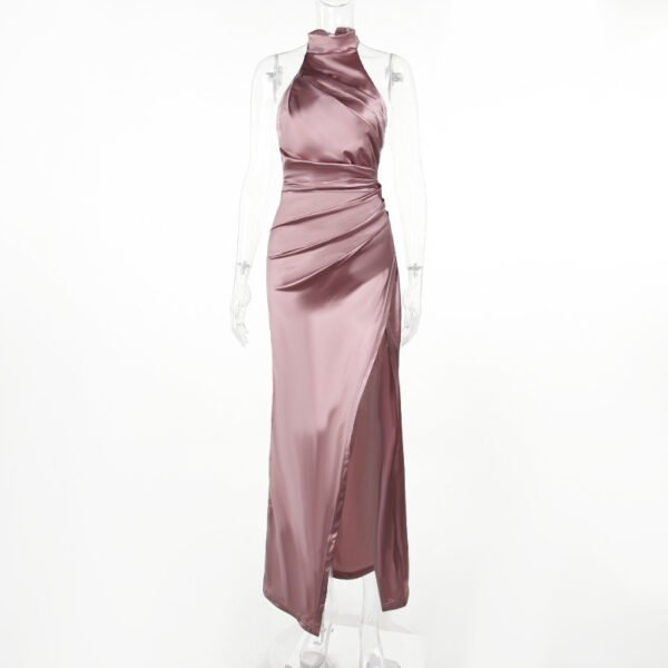 Halter Sleeveless Autumn New Graceful Stand Collar Long Dress - Image 3