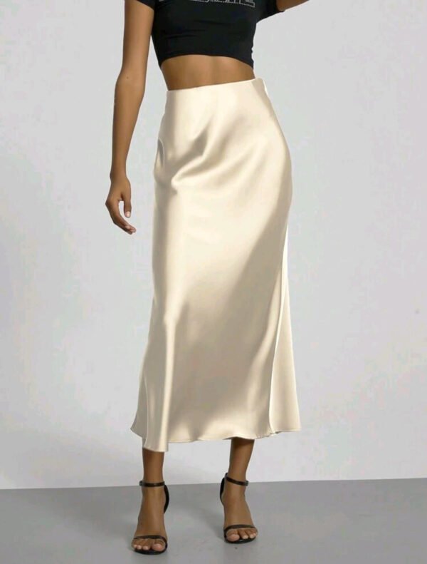 Women's Slim Fit Satin Skirt Fashion Chic Solid Long Skirt - Image 10