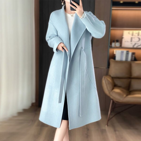 Elegant Woolen Simple Female Tie-front Top - Image 8