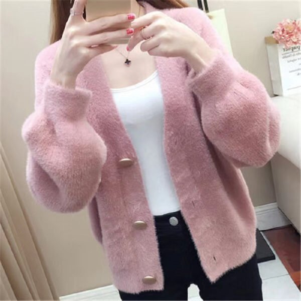 Fashionable Knitted Short Loose Outer Tops Women - Image 2