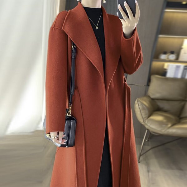 Elegant Woolen Simple Female Tie-front Top - Image 3