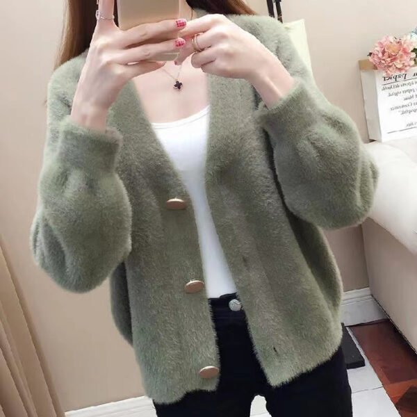 Fashionable Knitted Short Loose Outer Tops Women - Image 3