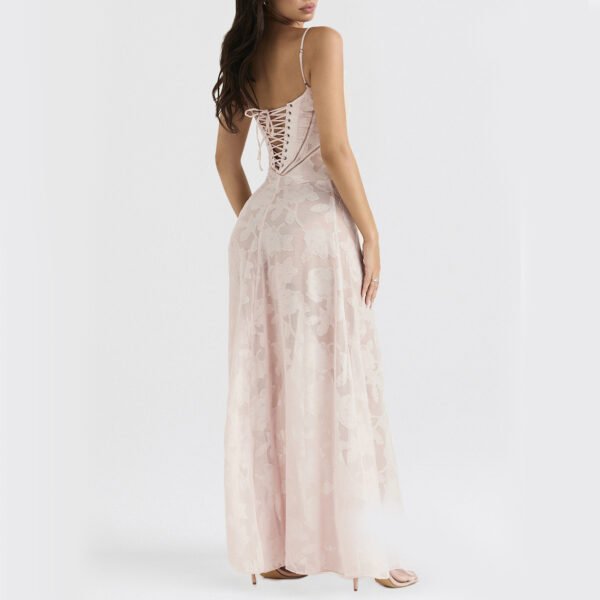 Sexy Flowers Lace Suspender Dress Summer Fashion Slim Back Lace-up Long Dresses Party Evening Club Clothing For Women - Image 10