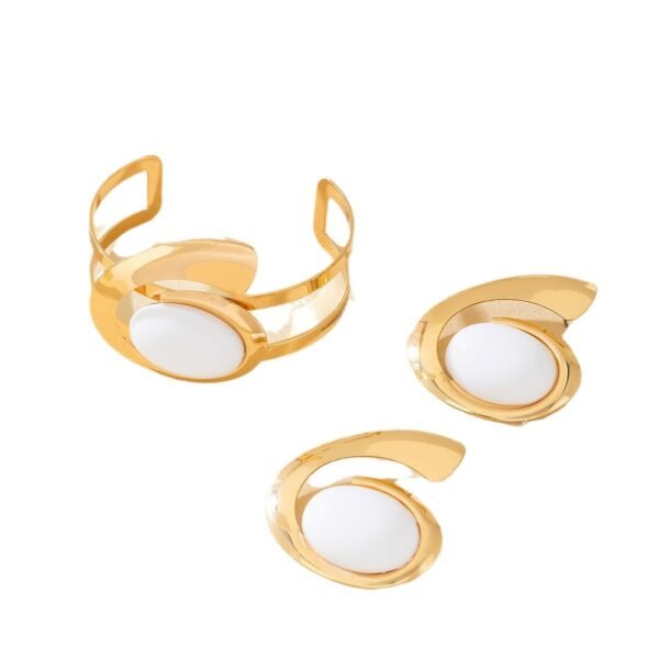 Exaggerated Geometric Trend Irregular Retro Circle Stud Earrings Bangle Women Jewelry Suit - Image 5