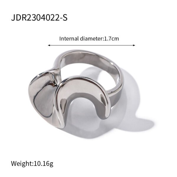 Gold-plated Ruffled Stainless Steel Ring - Image 2