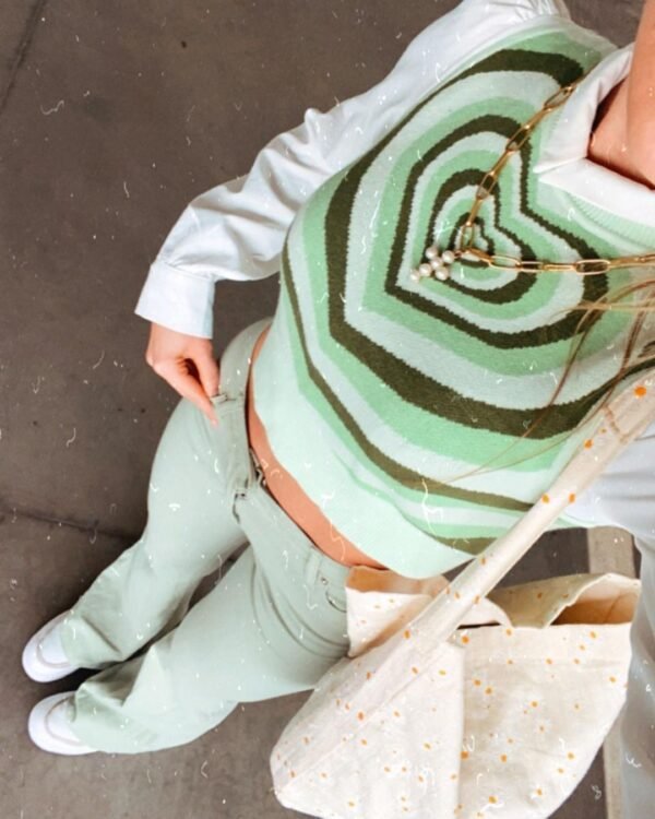 Women's Simple Green Flared Slim Trousers - Image 2