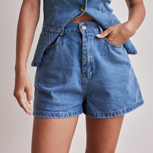 Denim Fashion Casual Sleeveless Women's Suit - Image 7