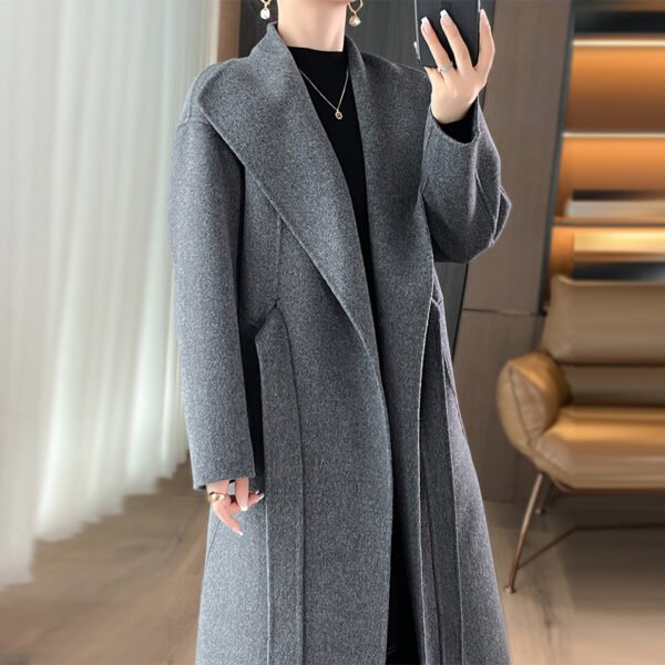 Elegant Woolen Simple Female Tie-front Top - Image 7