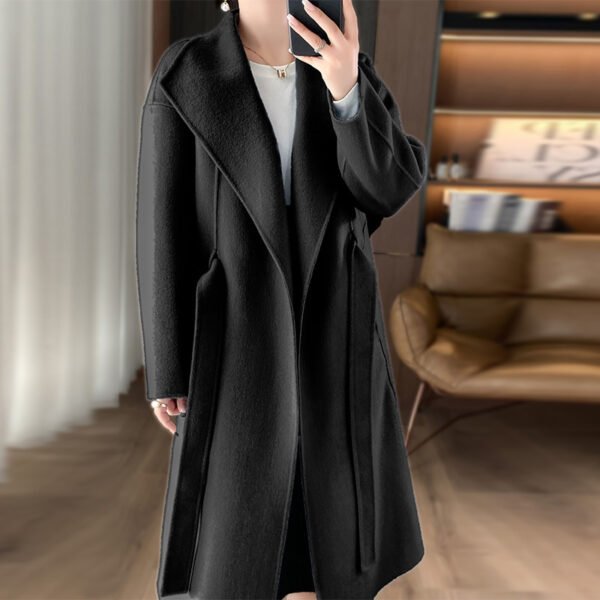 Elegant Woolen Simple Female Tie-front Top - Image 4