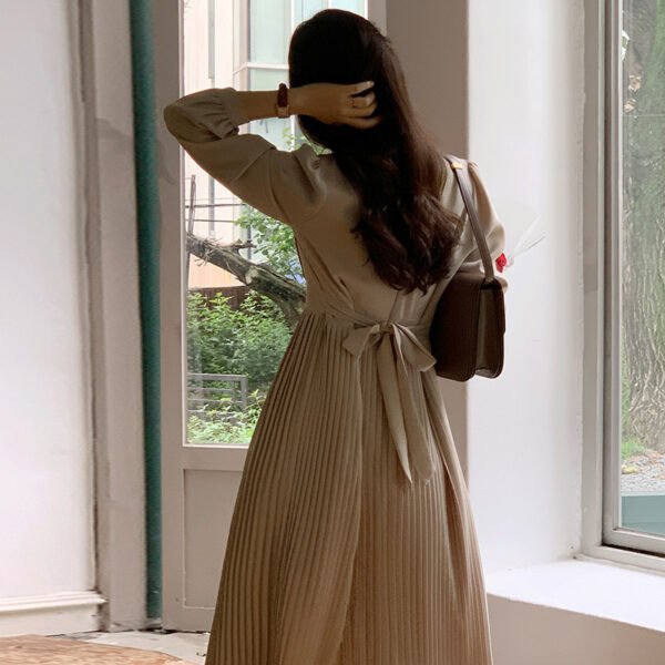 Round Neck French Elegance Pleated Dress - Image 2