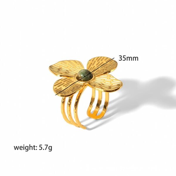 Gold Stainless Steel Butterfly Flower Stud Earrings - Image 9