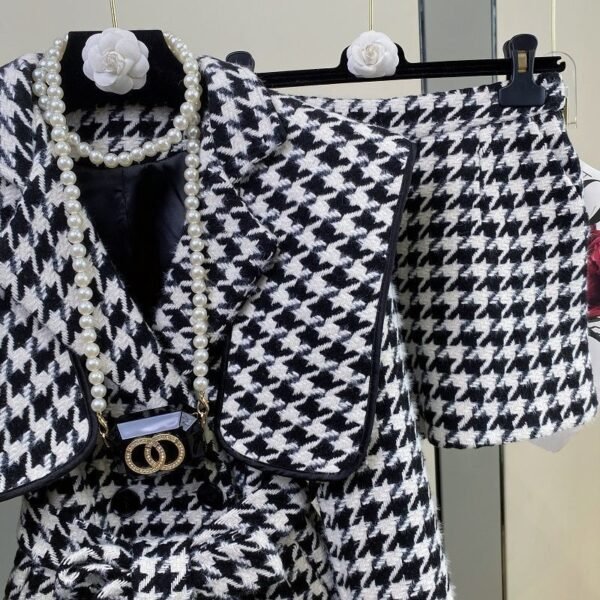 Celebrity Thousand Bird Lattice Small Fragrance Atmosphere Quality Design Sense Lapel Waist Jacket - Image 2