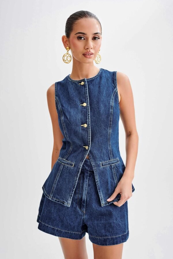 Denim Fashion Casual Sleeveless Women's Suit - Image 2