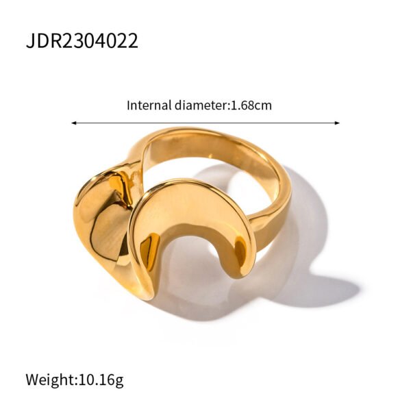Gold-plated Ruffled Stainless Steel Ring - Image 5