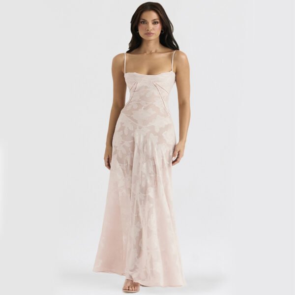 Sexy Flowers Lace Suspender Dress Summer Fashion Slim Back Lace-up Long Dresses Party Evening Club Clothing For Women - Image 5