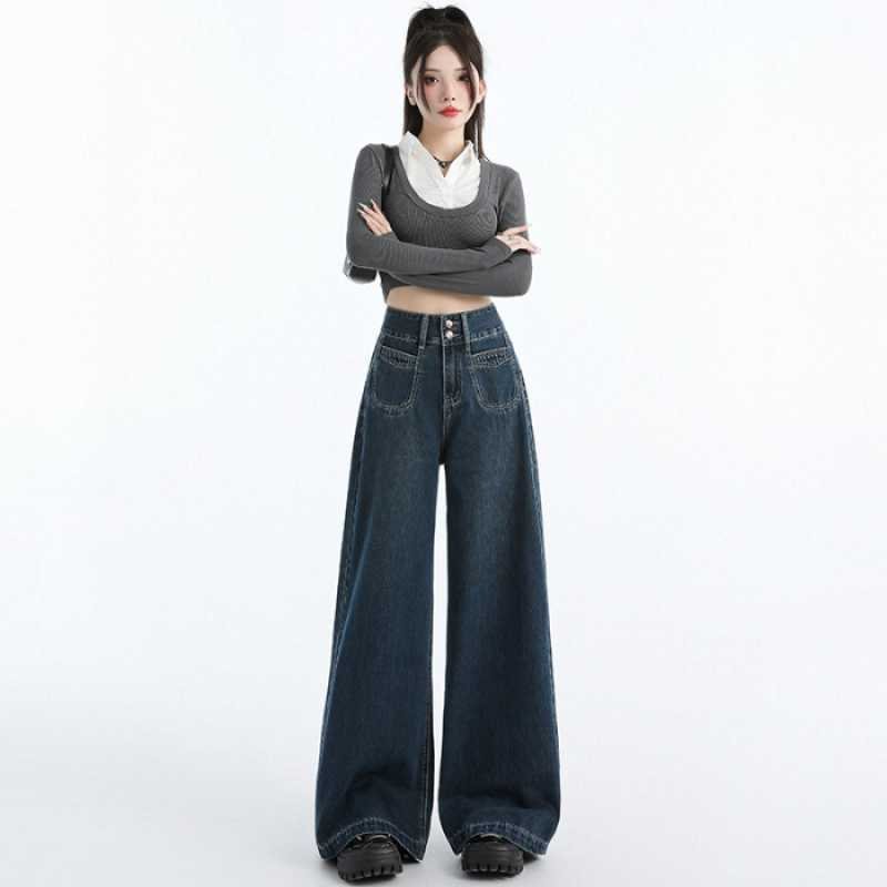 Draping Mop All-matching Straight Jeans For Women - Image 6