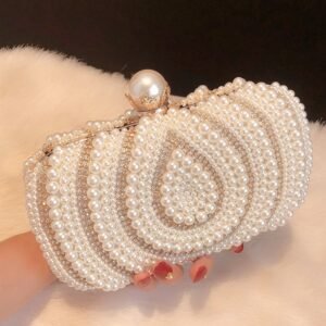 Women’s Rhinestone Pearl Handbag – Retro Fashion Evening Clutch