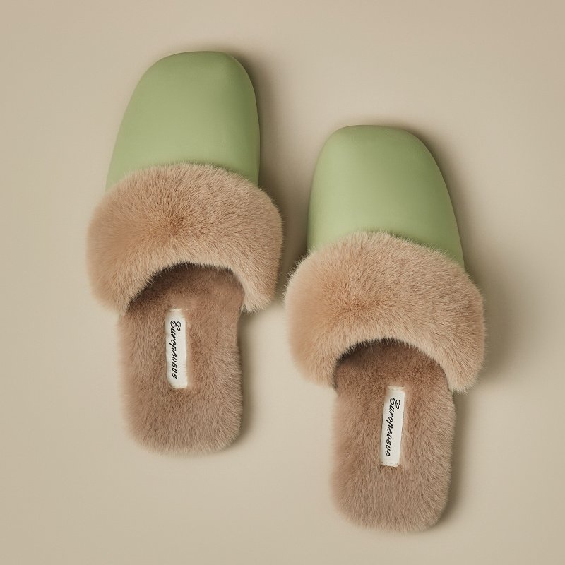 Women's Black Cotton Slippers Winter Velvet Thermal Non-slip Indoor - Image 4