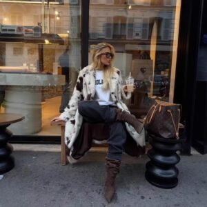 Women Animal Pattern Imitation Fur Coat – Faux Fur Outerwear