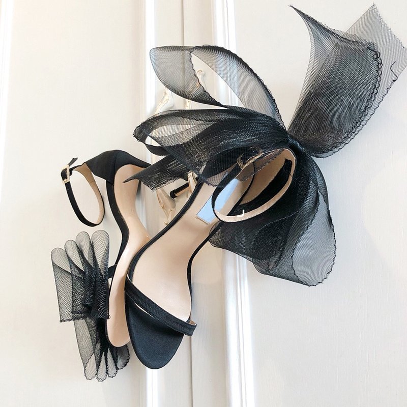 Open Toe Mesh Bow Hollow One-button Sandals - Image 4