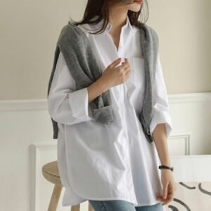 Inner Mid-length Loose Design Niche Stacking Shirt