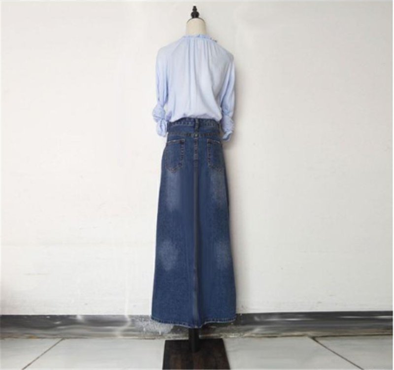 Wear Frayed Long Skirts Women's Long Skirts Denim Skirts - Image 3