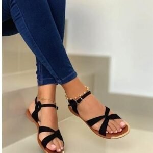 Cross Buckle Bag Flat Sandals Women Casual Beach Shoes
