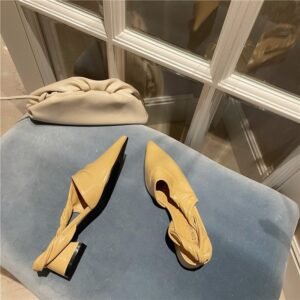 South Korean Spring And Summer New Fashion Pointed Baotou Women's Shoes Thick Heel Middle Heel Women's Sandals In