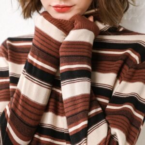 Turtle Turtleneck Stripe Slim Fashion Push-neck Sweater