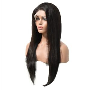 High-Quality Human Hair Straight Clear Lace Front Wig – Natural Look,